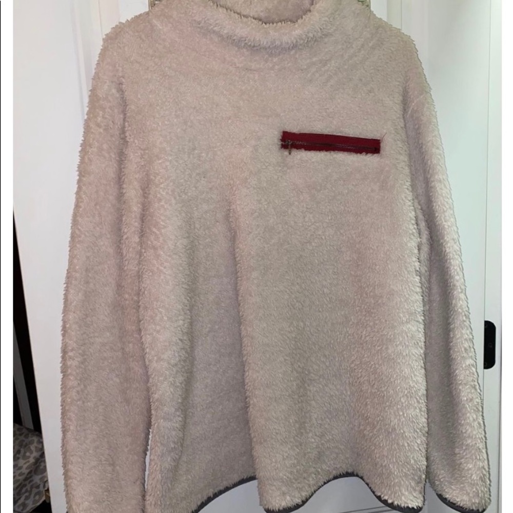 Faux fur pull over with pocket